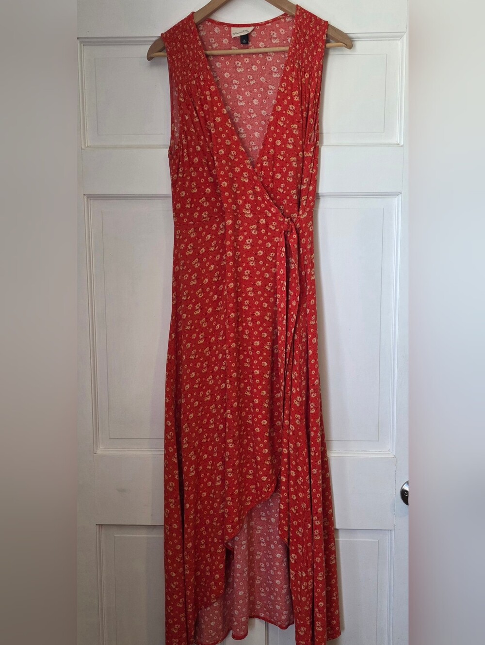 Universal Thread Orange-Red floral wrap Dress